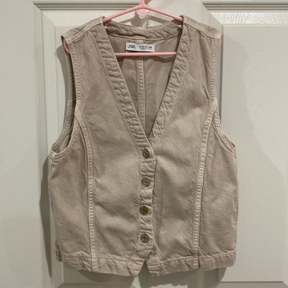 ZARA Tan Canvas Vest Size 13-14